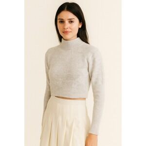 J.Crew Cropped Alpaca Sweater Gray XS NT581